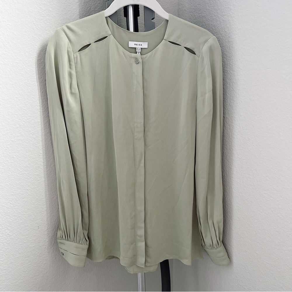 REISS Noa Cutout Detail Blouse - Picture 2 of 11